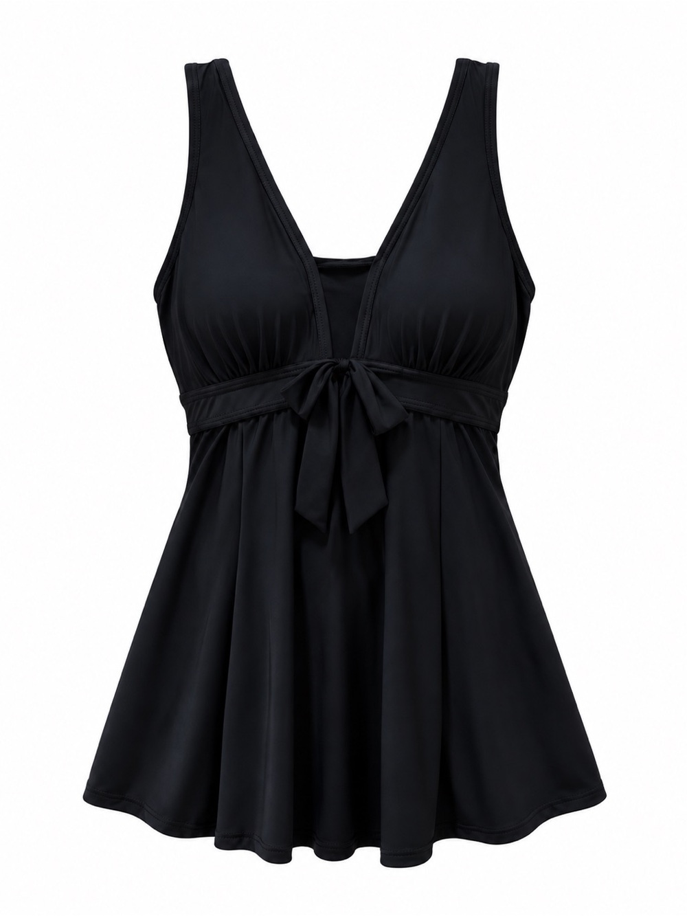 Wantdo Black Plus Size Tummy Control One Piece Swimdress 18W-20W